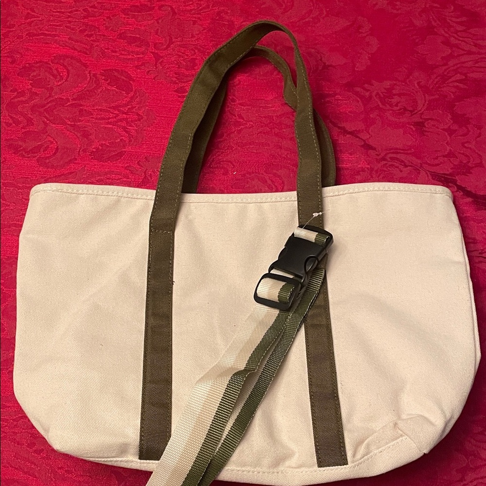 DSW Cream Tote with Olive straps